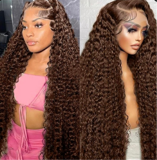 •CHOCOLATE: Dark Brown Deep Wave, Hd Undetectable Lace, 100% Human Hair Wig
