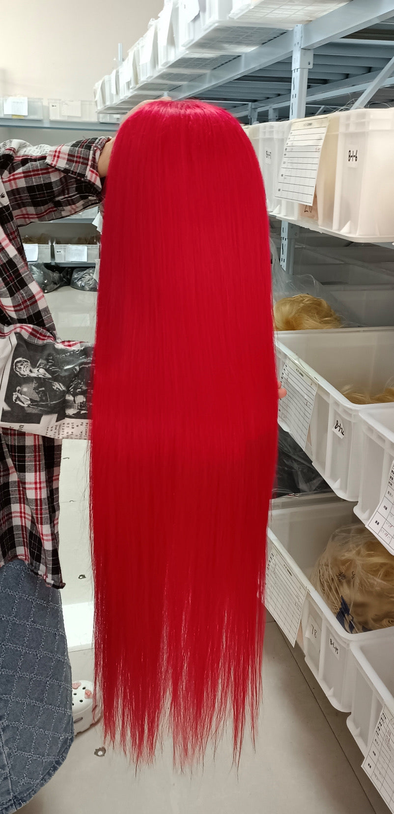 Premium Spice red straight wig with HD lace, made from 100% human hair