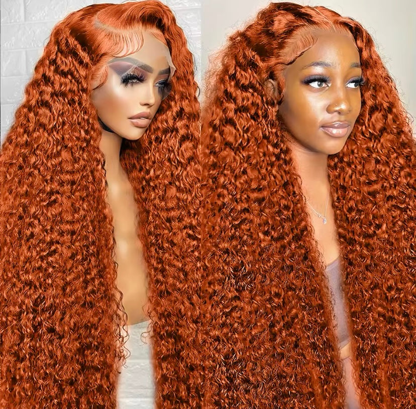 Ginger deep wave wig with HD undetectable lace and 100% human hair