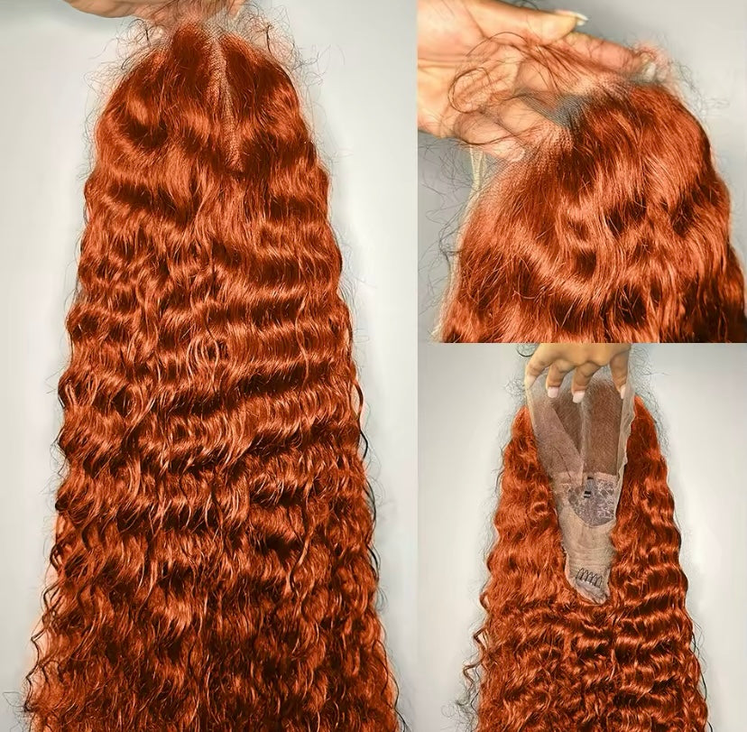 Ginger deep wave wig with HD undetectable lace and 100% human hair