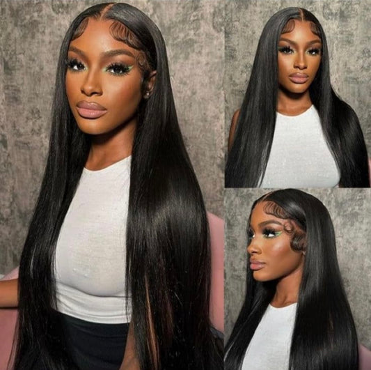 Straight Goddess black straight wig with 13x4 HD lace, made from 100% human hair